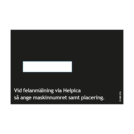 ICA, felanmälan dekal för nya versionen ID nummer dekal.
