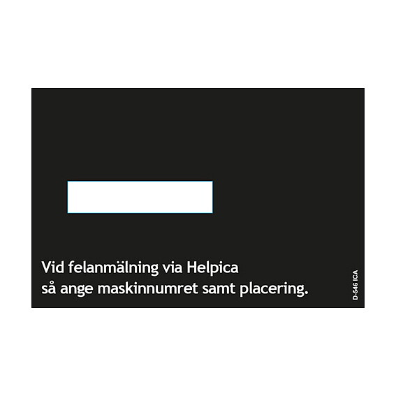 ICA, felanmälan dekal för nya versionen ID nummer dekal.