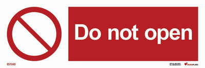 Prohibition sign (PSS) "Do not open" - IMPA 33.8560