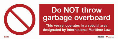 Prohibition sign (PSS) "Do not throw garbage overboard" - IMPA 33.8567