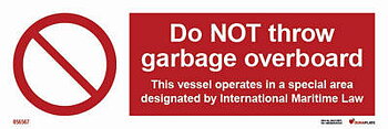 Prohibition sign (PSS) "Do not throw garbage overboard" - IMPA 33.8567