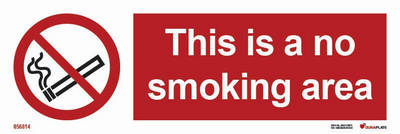 Förbudsskylt (PSS) "This is a no smoking area" - IMPA 33.8532