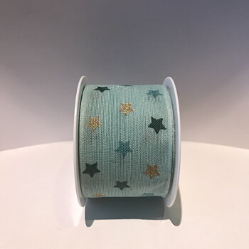 Turkos stjärnor, 40mm x 2m, Band, Winterdream, Rayher