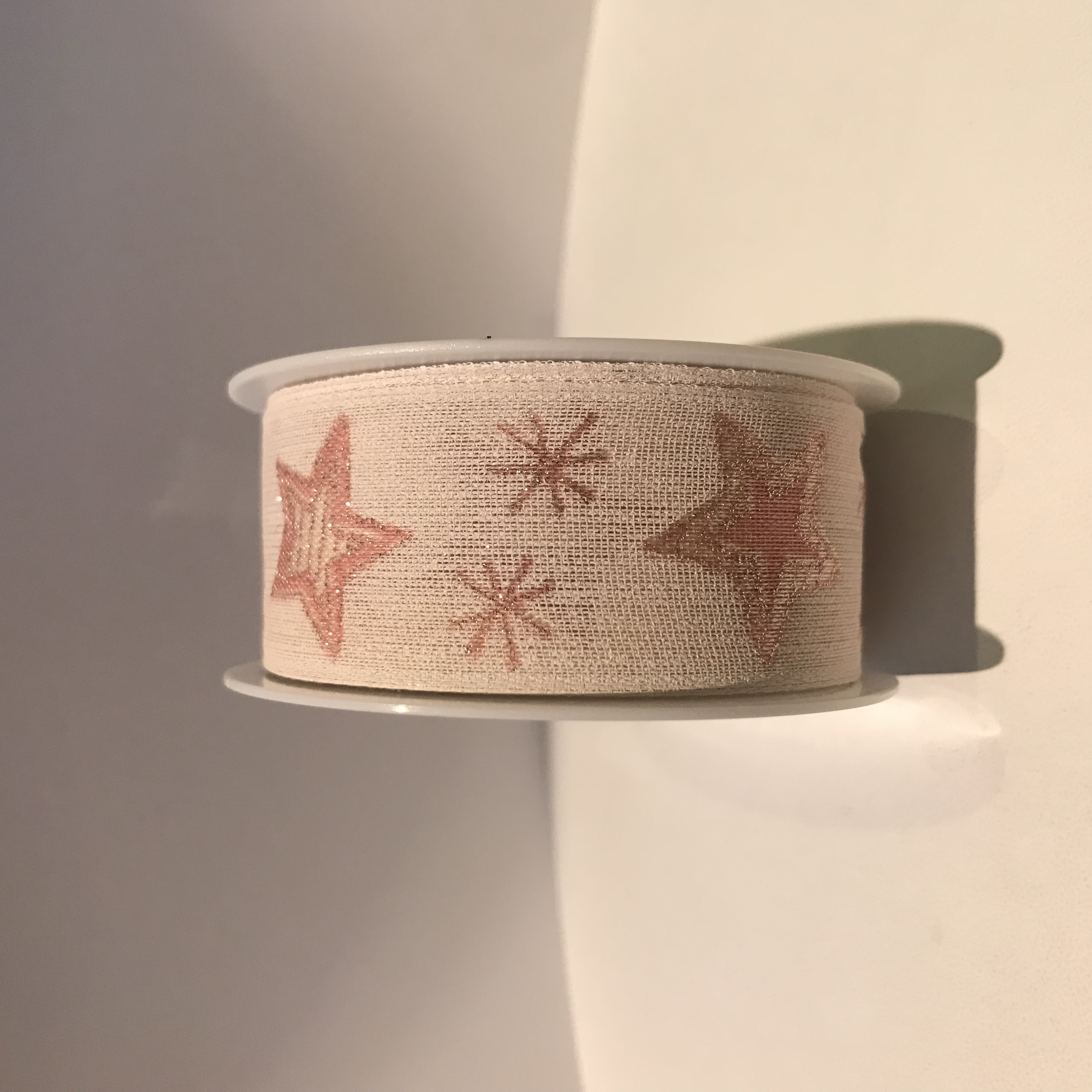 Vit stjärnor, 25mm x 2,5m, Band, Winterdream, Rayher