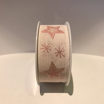 Vit stjärnor, 25mm x 2,5m, Band, Winterdream, Rayher