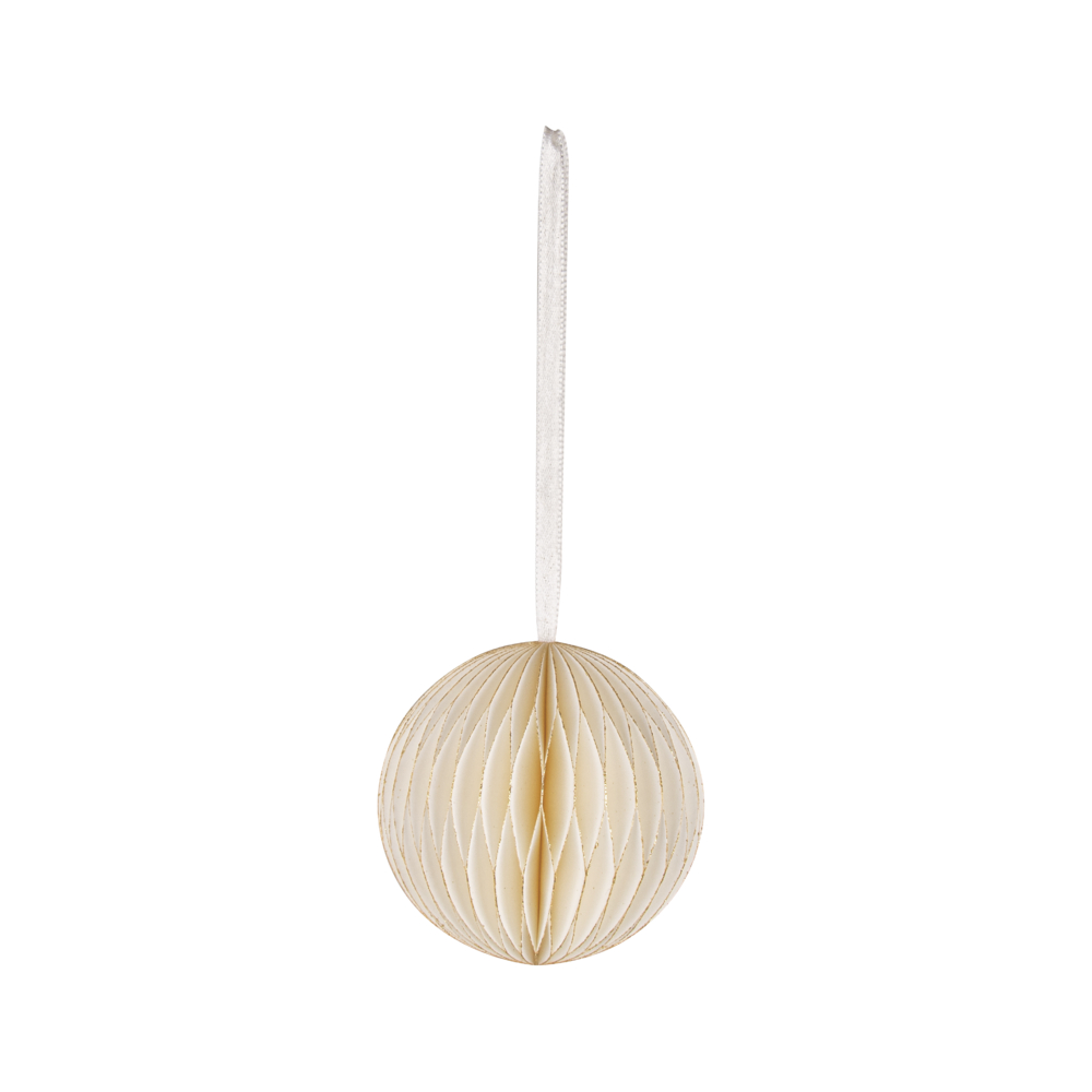 Boll - Pappersdekoration,  8cm ø, Cream, Rayher