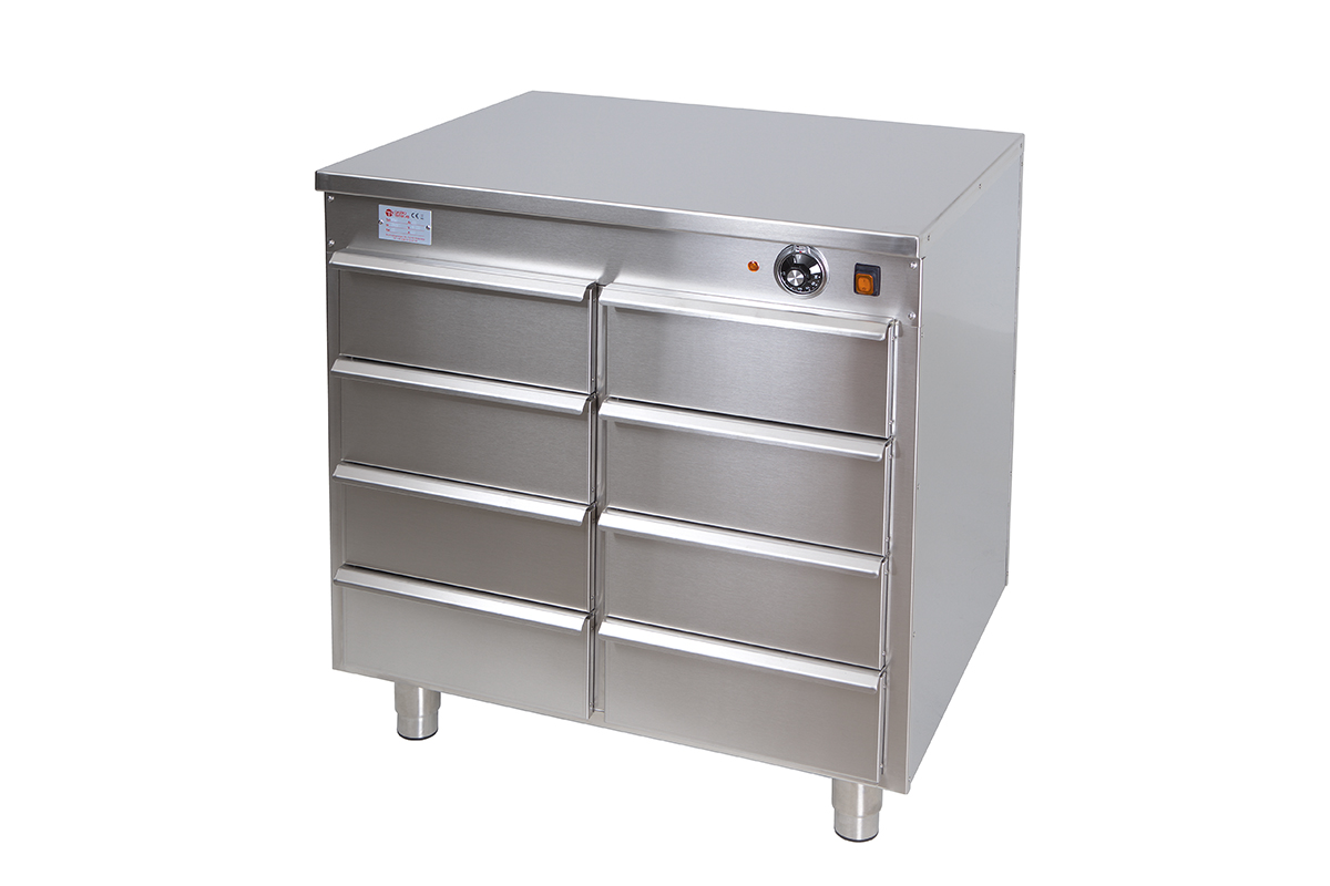 GastroTeknik - Värmehurts - 800 x 650 x 900 mm - 8 st lådor anpassade till GN 1/1 100 mm kantin