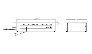 GastroTeknik - Vattenbad - 1200x650x300mm - Placering på bänk