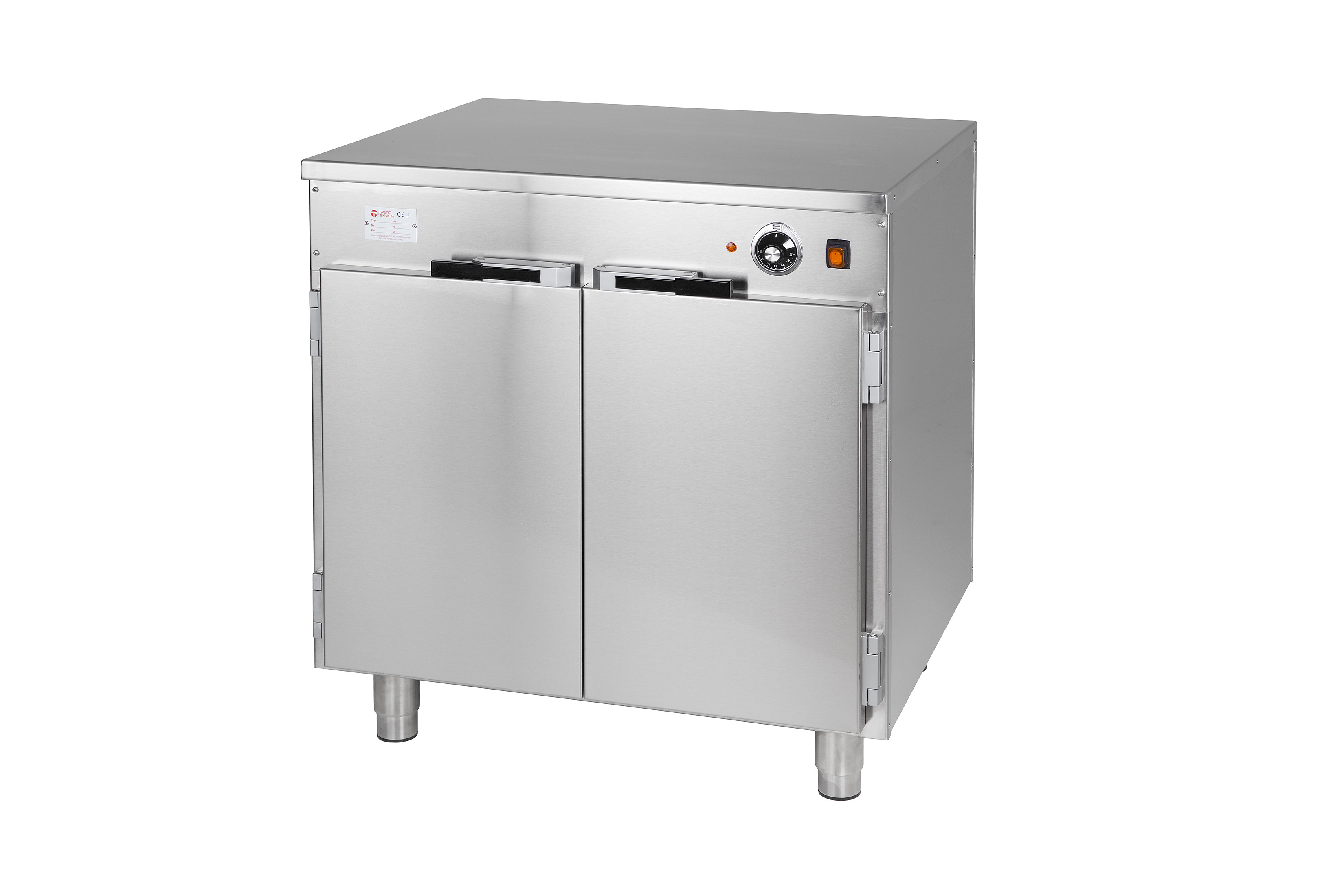 GastroTeknik - Värmeskåp - 800 x 650 x 900 mm - 2 st slagdörrar och 2 flyttbara hyllor - 1N 230V 1 kW