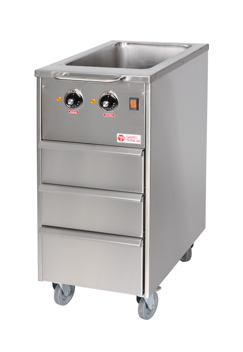GastroTeknik - Värmevagn - 400 x 650 x 900 mm - Vattenbad och 3 st draglådor - 1N 230V 1.75kW