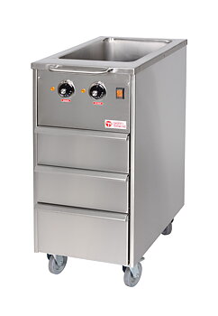 GastroTeknik - Värmevagn - 400 x 650 x 900 mm - Vattenbad och 3 st draglådor - 1N 230V 1.75kW
