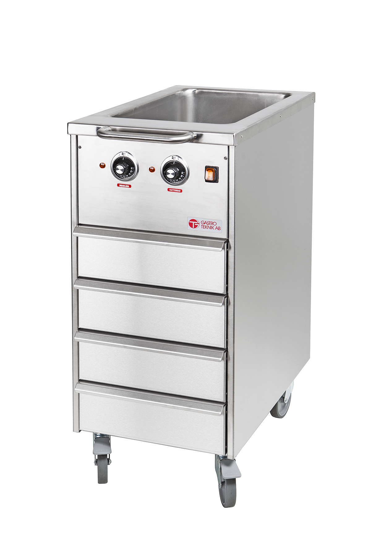 GastroTeknik - Värmevagn - 400 x 650 x 900 mm - Vattenbad och 4 st draglådor - 1N 230V 1.75kW
