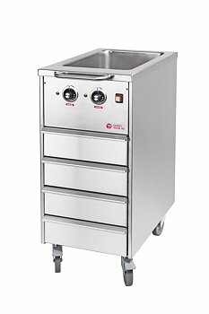 GastroTeknik - Värmevagn - 400 x 650 x 900 mm - Vattenbad och 4 st draglådor - 1N 230V 1.75kW