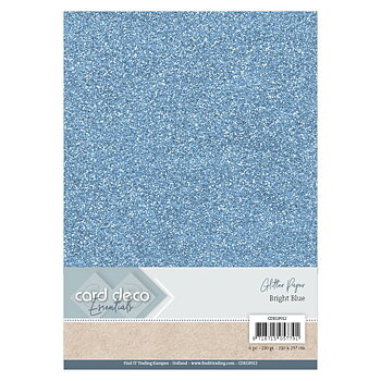 Card deco glitter Paper Bright blue  6 pcs 