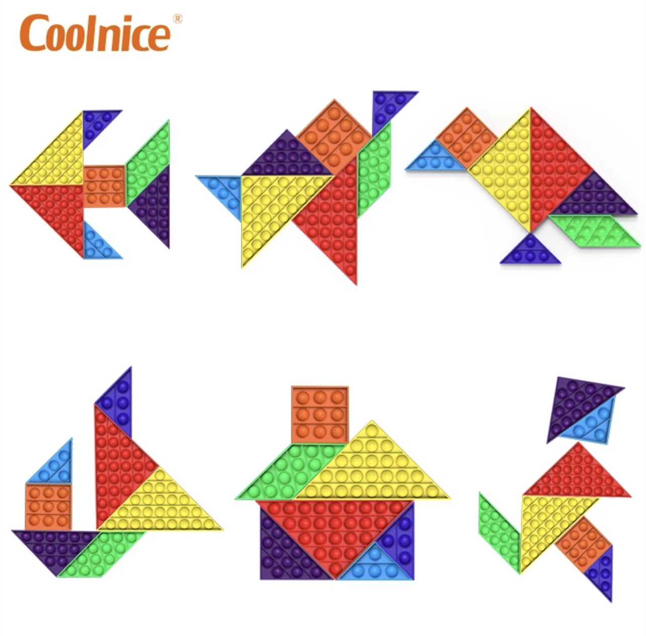 Fidget Pop it Pop Puzzle Tangram  Leksak/Sensory - 5