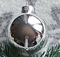 Nr 3R Julkula glas rund 6 cm Silver blanka namn & motiv