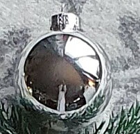 Nr 3R Julkula glas rund 6 cm Silver blanka namn & motiv