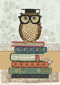Bug Art : Book Owl - kort med kuvert 