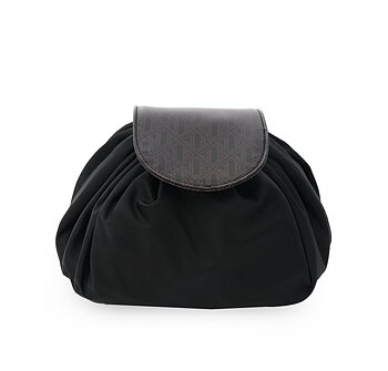 JLB Round Medium Drawstring Bag Black-Chocolate Ceannis
