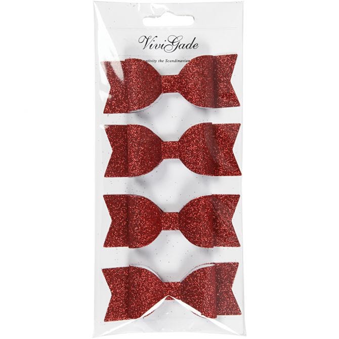 Glittrande rosetter Röd 4-pack - 2