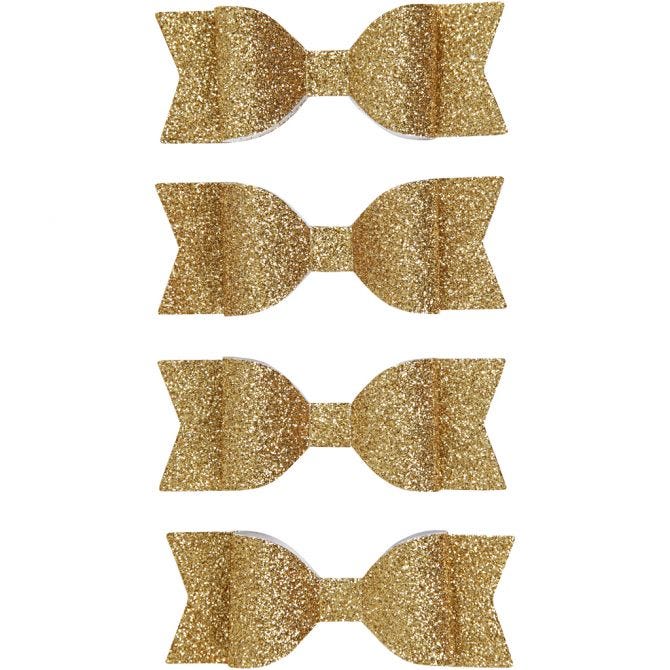 Glittrande rosetter Guld  4-pack