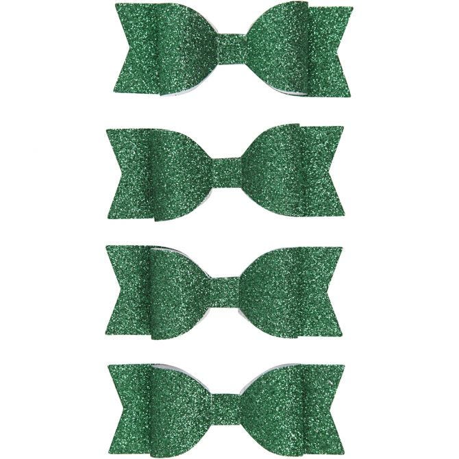 Glittrande rosetter Grön  4-pack