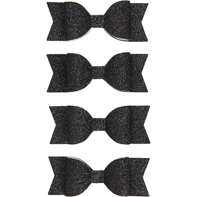 Glittrande rosetter Svart  4-pack
