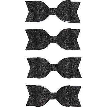Glittrande rosetter Svart  4-pack