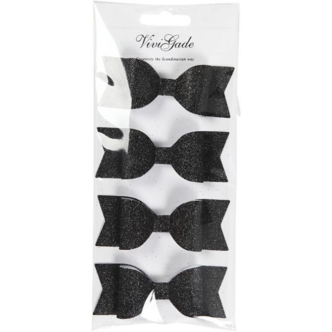 Glittrande rosetter Svart  4-pack - 2