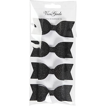Glittrande rosetter Svart  4-pack