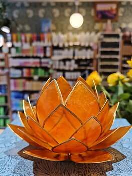 Lotusblomma ljuslykta stor orange
