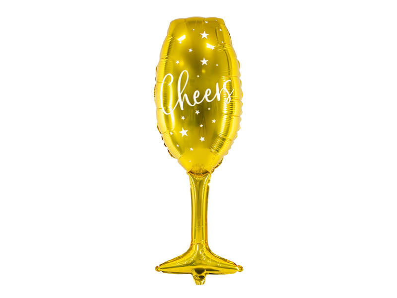 Folieballong | Champagneglas | 28 x 80 cm | Guld 2