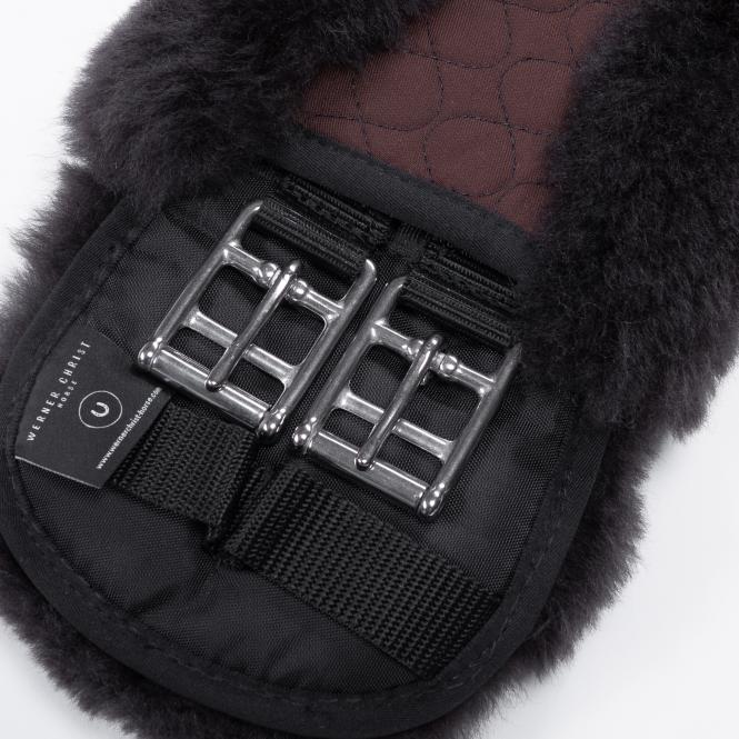 Horsedream® Dressage Girth Anatomical 'Moon', lambskin, dark brown - 2