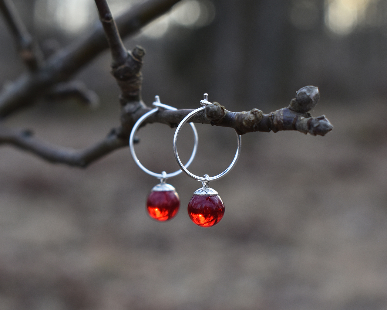 SVALÖ LINGON BERRY - red earrings 15 mm - 2