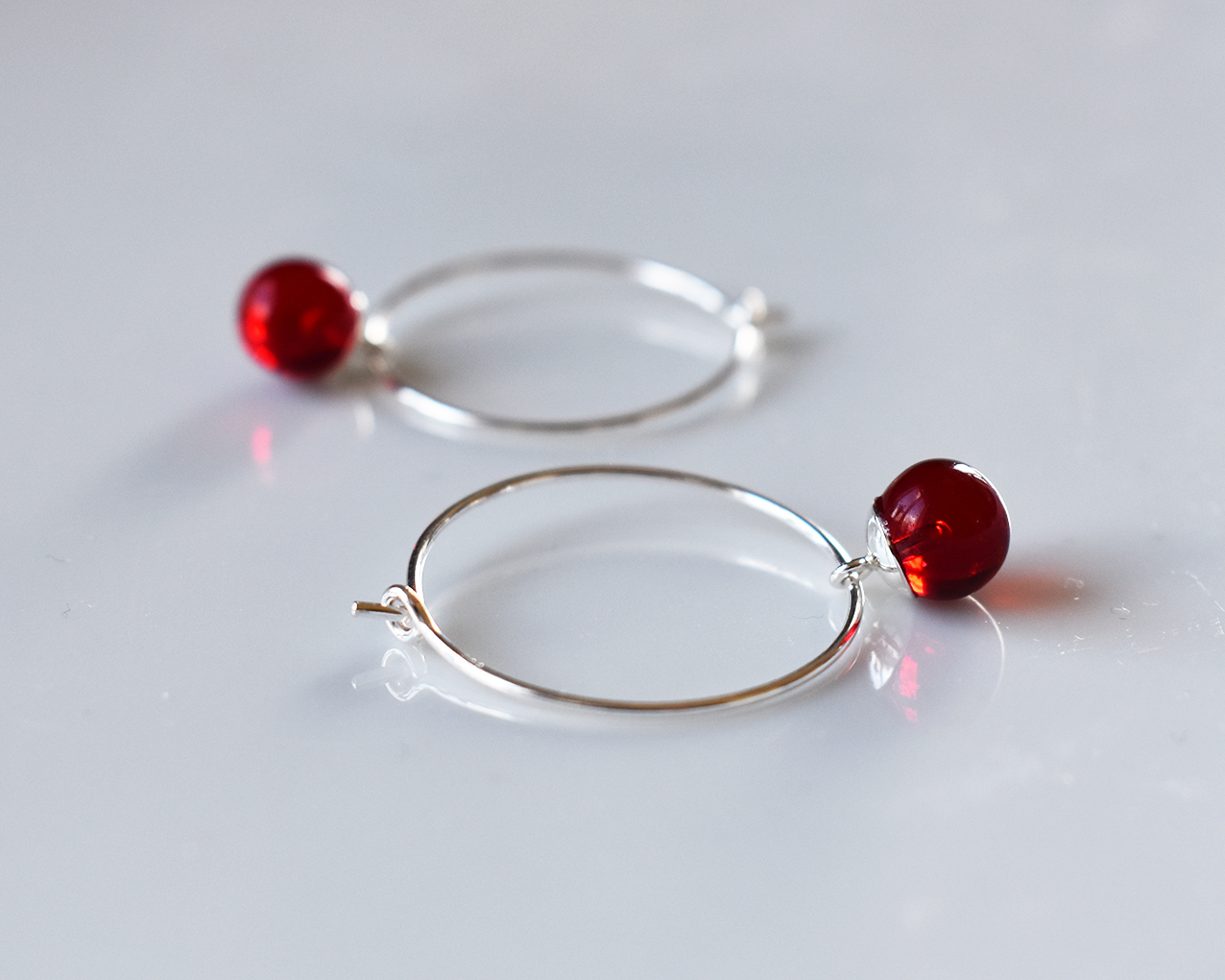 SVALÖ LINGON BERRY - red earrings 25 mm - 2