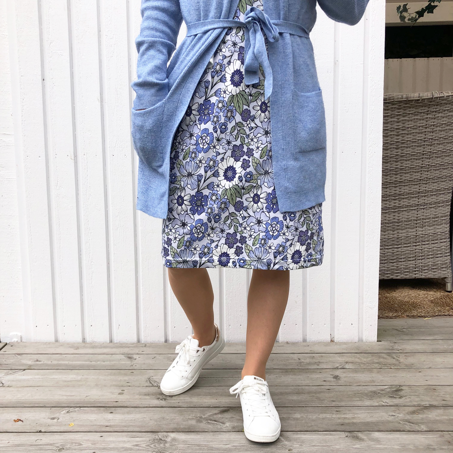 SLUTSÅLT Jerseytyg ekologisk bomull,  "Betsy blå” metervara - 2