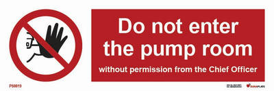 Prohibition sign (PSS) "Do not enter the pump room without permission" - IMPA 33.8546