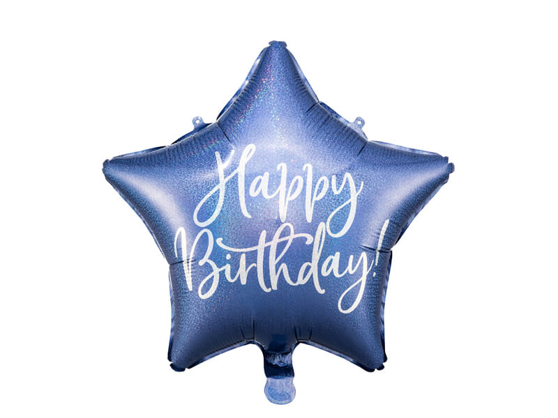 Folieballong Happy Birthday Blå