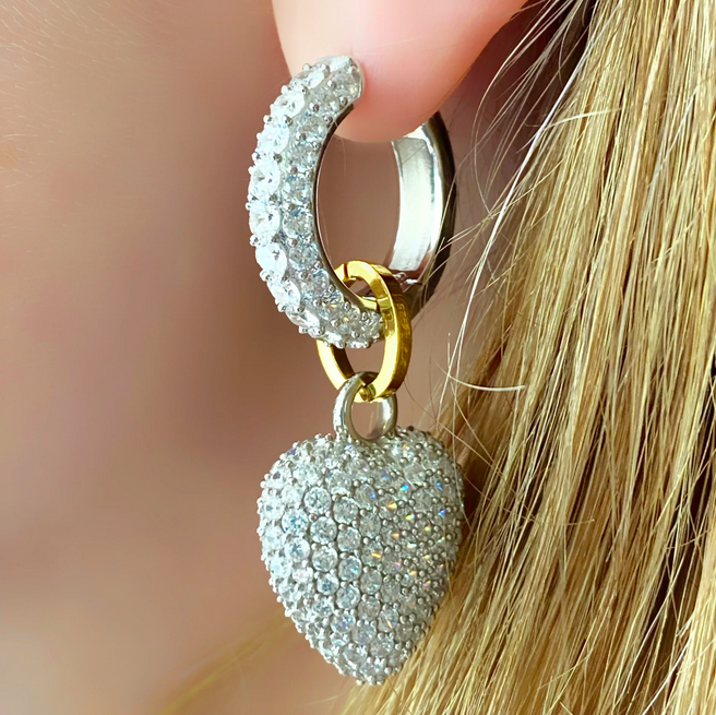 Timeless Chunky Hoops Rock Crystal Silver