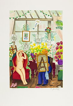 Le peintre et son modéle dans l'atelier - Au revoir le vingtième siècle