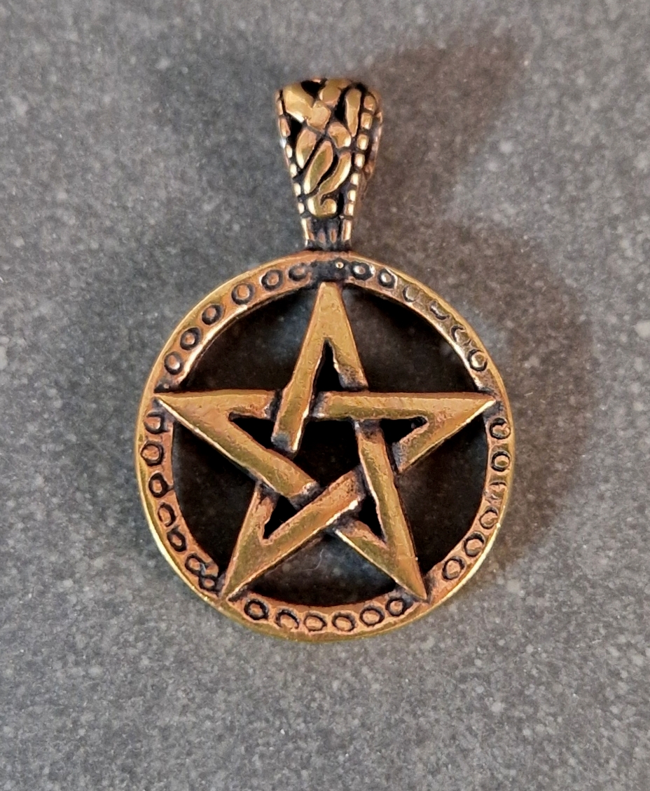 Pentagram - Hänge i Brons med fast ögla, 30mm