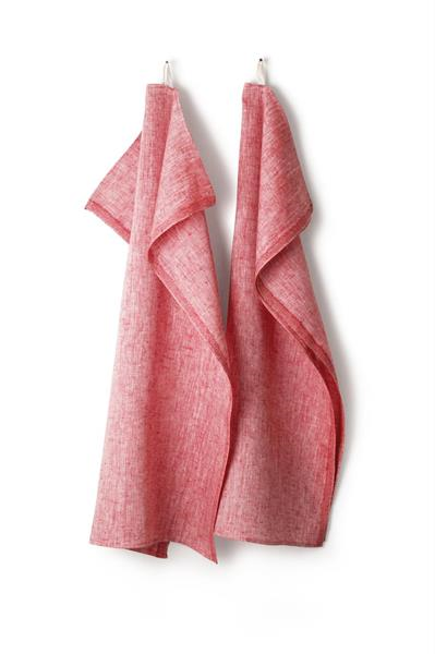 Handduk Melerad röd-benvit 2pack, 50x70cm, 100% lin Axling