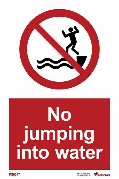 Prohibition sign (PSS) "No jumping into water"