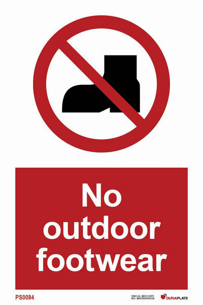 Förbudsskylt (PSS) "No outdoor footwear"