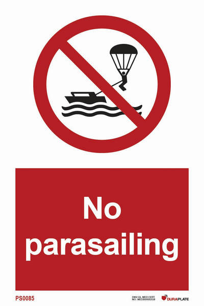 Prohibition sign (PSS) "No parasailing"