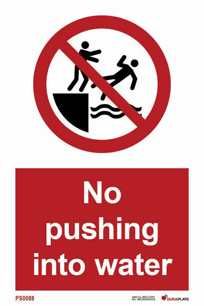 Prohibition sign (PSS) "No pushing into water"