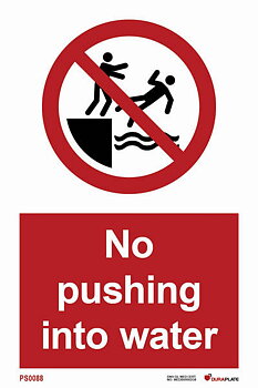 Prohibition sign (PSS) "No pushing into water"