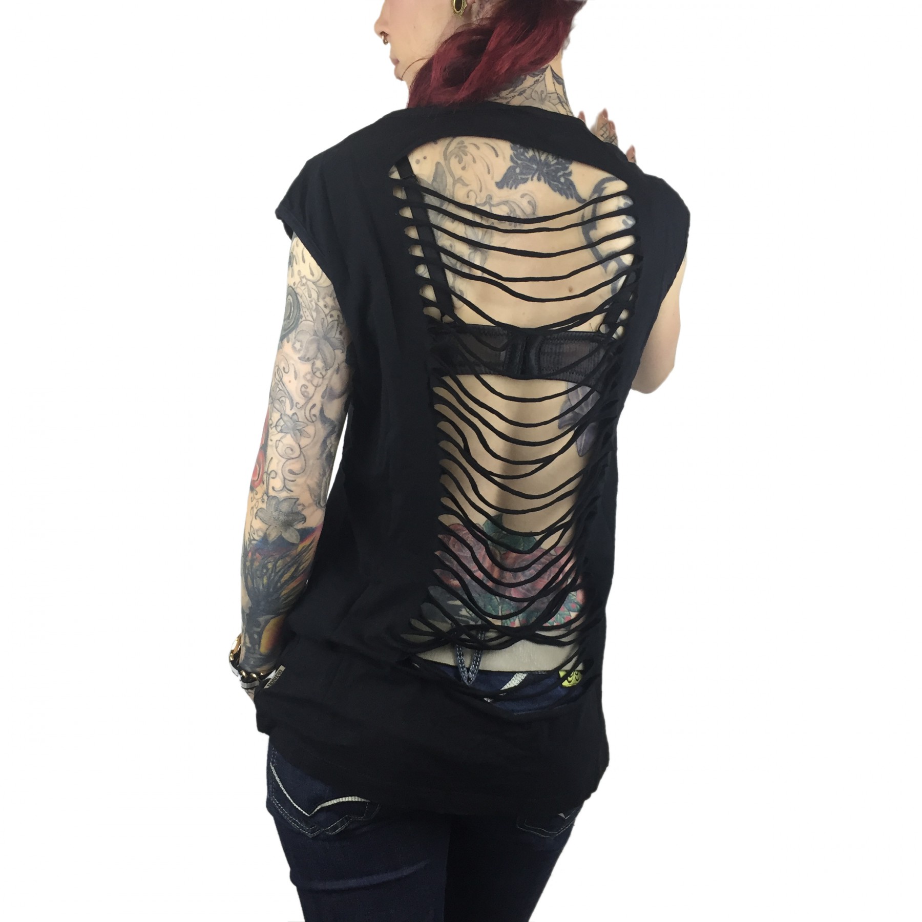 Skull Cutted Top, black - 2