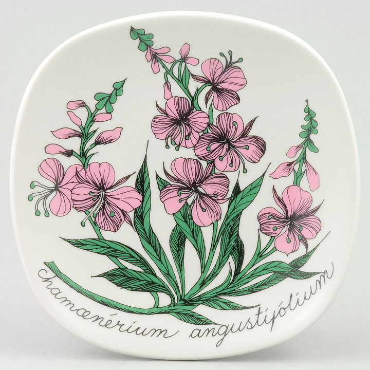エステリ・トムラ  Botanicaシリーズ  ピンクの花  陶板  Wall Plaque  1982年   13 cm