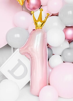 Sifferballong Ett Rosa 90 cm 